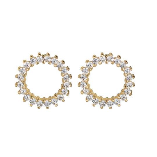 Yellow Gold CZ Open Circle Studs