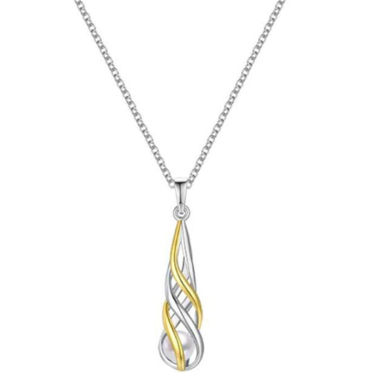 Sterling Silver Two Tone Swirl Pearl Pendant
