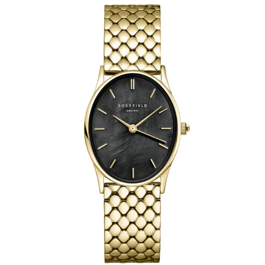 Rosefield Oval Black Gold Watch