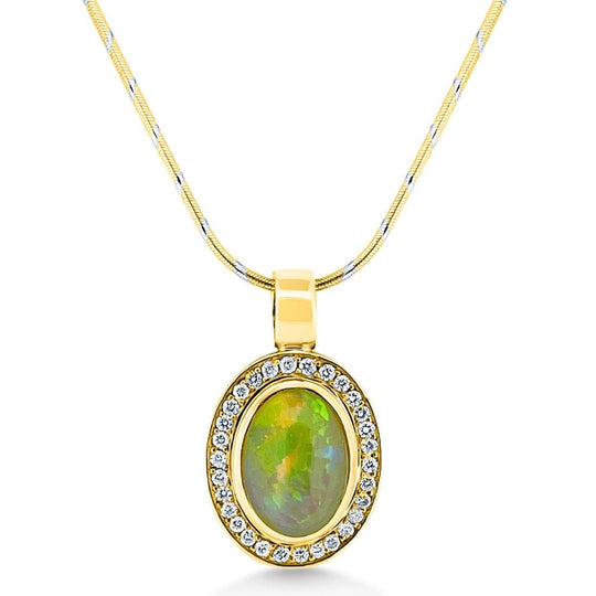 18ct Gold Opal & Diamond Pendant