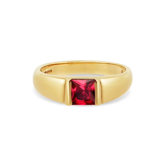Yellow Gold Gent's Garnet Ring