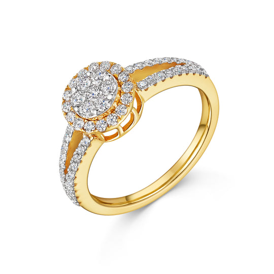 18ct Yellow Gold Cluster Style Engagement Ring