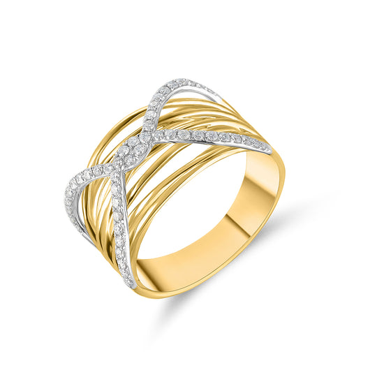 9ct Yellow Gold Diamond Twirl Dress Ring