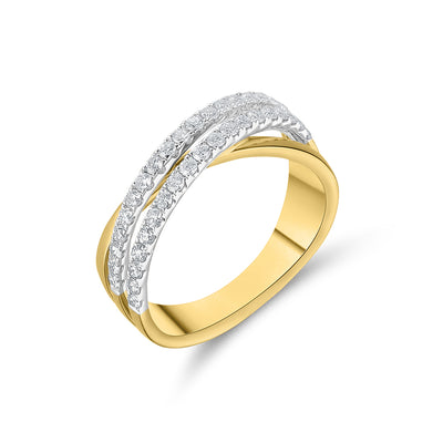 18ct Yellow Gold Weaved Diamond Ring