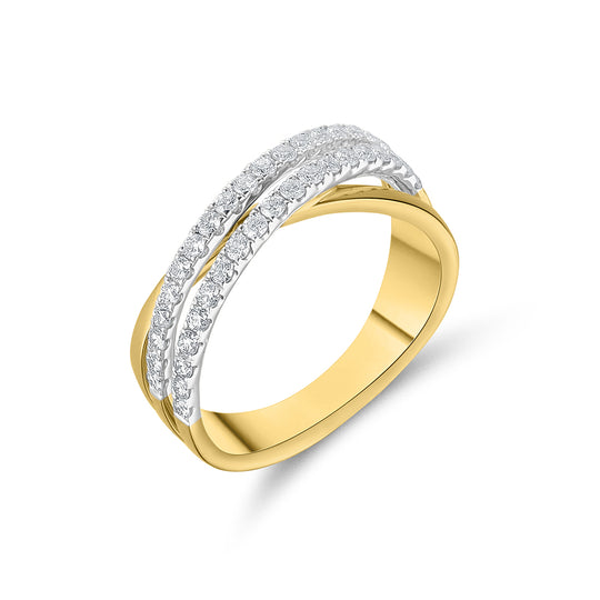 18ct Yellow Gold Weaved Diamond Ring