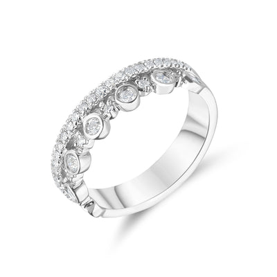 18ct White Gold Modern Diamond Dress Ring