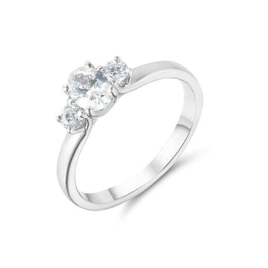 Platinum Oval Trilogy Lab Grown Diamond Ring