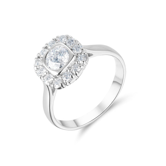18ct White Gold Lab Grown Diamond Halo Style Ring