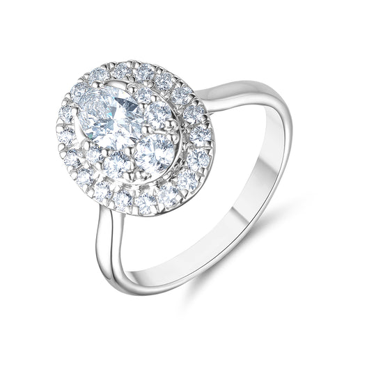 18ct White Gold Cluster Style Halo Ring