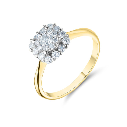 18ct Yellow Gold Cluster Engagement Ring