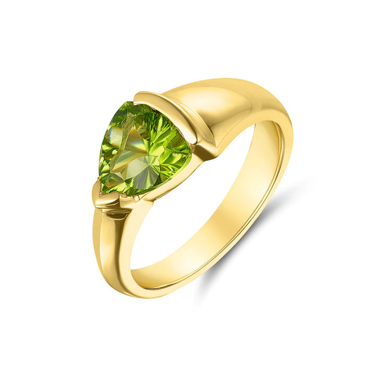 Yellow Gold Solitaire Peridot Ring