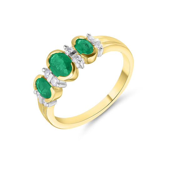 Yellow Gold Diamond & Emerald Ring