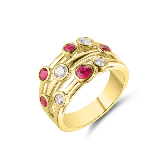Yellow Gold Ruby & Diamond Raindance Ring