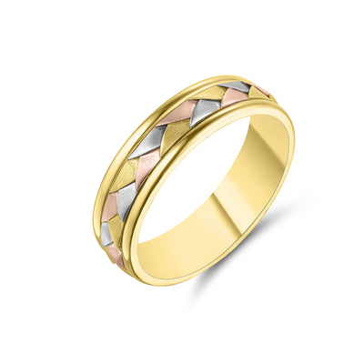 18ct Rose, Yellow & White Gold Gent's Wedding Ring