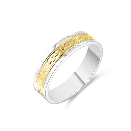 Two Tone Gent's Celtic Wedding Band
