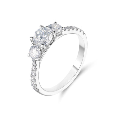 White Gold Trilogy Diamond Set Shoulders Ring