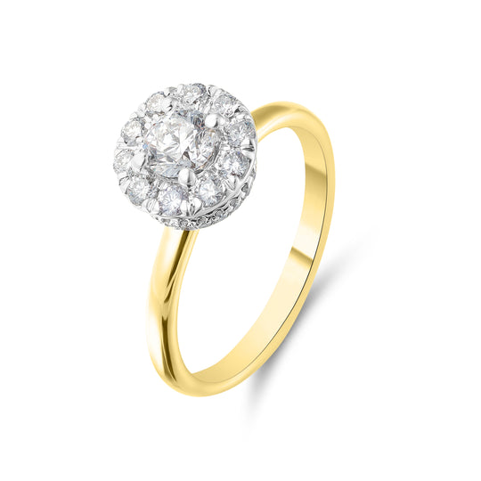 Yellow Gold Cluster & Hidden Halo Ring