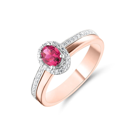 Rose Gold Tourmaline & Diamond Ring