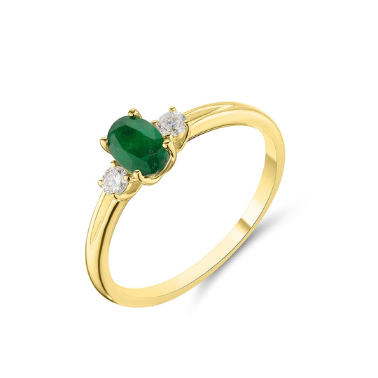 Yellow Gold Emerald Trilogy Ring