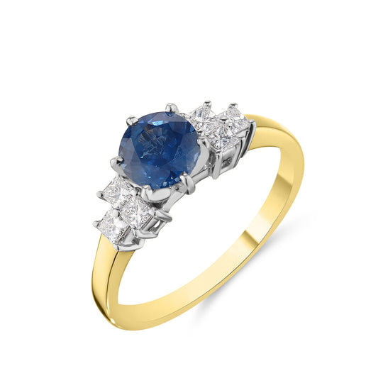 Round Brilliant Cut Sapphire & Diamond Ring