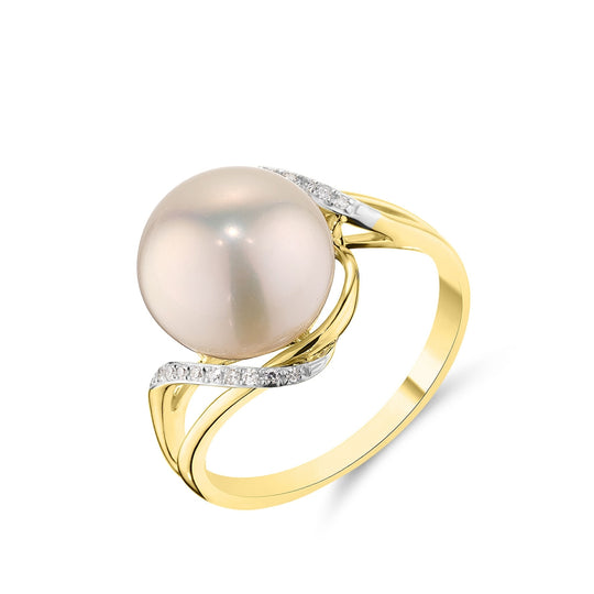 9ct Yellow Gold Pearl & Diamond Ring