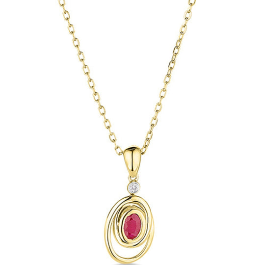 Ruby & Diamond Swirl Pendant