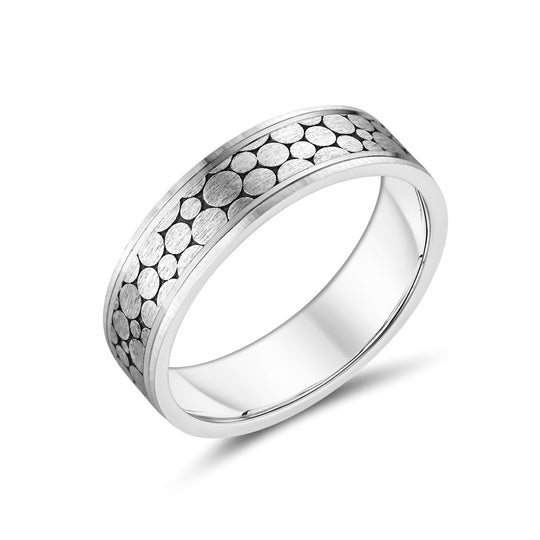 9ct White Gold Circle Brushed Gent's Wedding Band