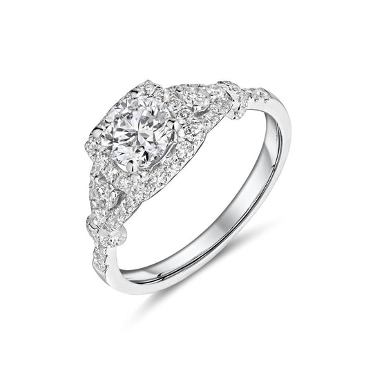 18ct White Gold Diamond Halo Ring