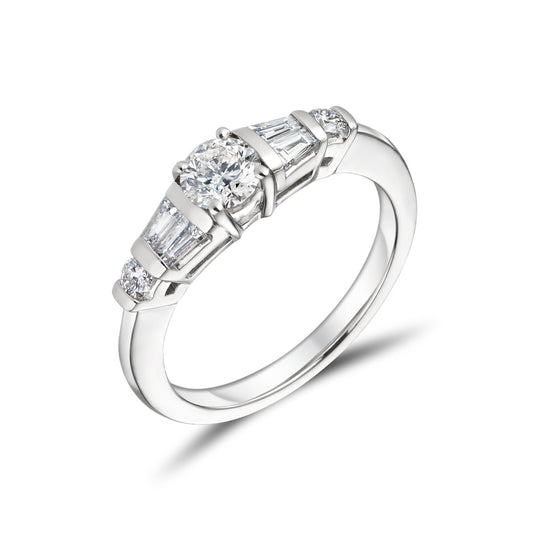 18ct White Gold Graduated Set Engagement Ring