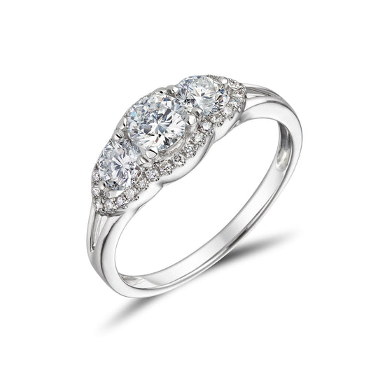 18ct White Gold Three Stone Split Band Ring