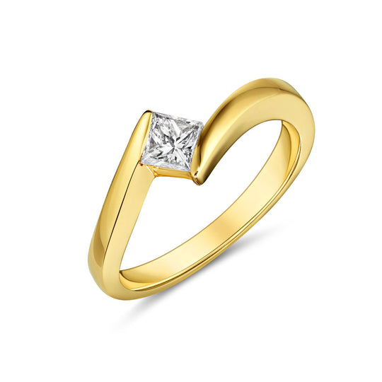 0.25ct Yellow Gold Princess Cut Diamond Ring