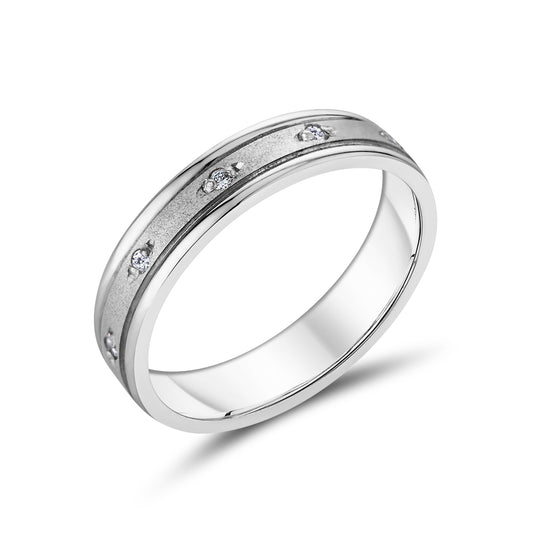 18ct White Gold Five Diamond Band