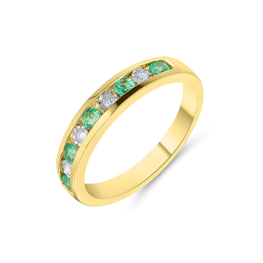 Yellow Gold Emerald & Diamond Ring
