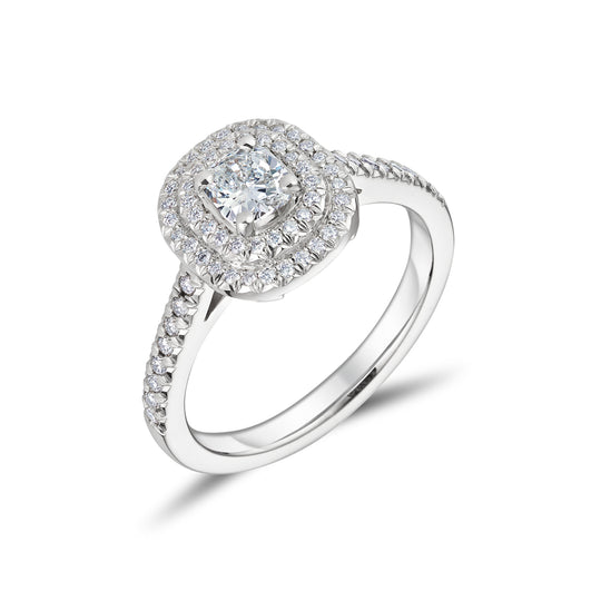 Platinum Double Halo Engagement Ring