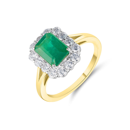 Emerald Cut Emerald & Diamond Ring