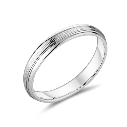 18ct White Gold Designed Wedding Band