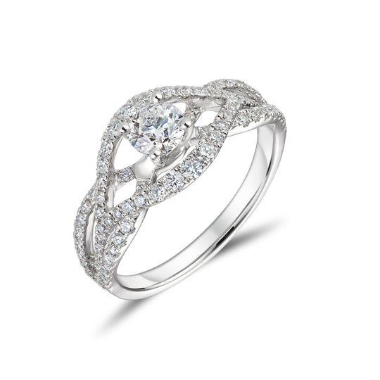 18ct White Gold Diamond Bow Shaped Diamond Halo Ring