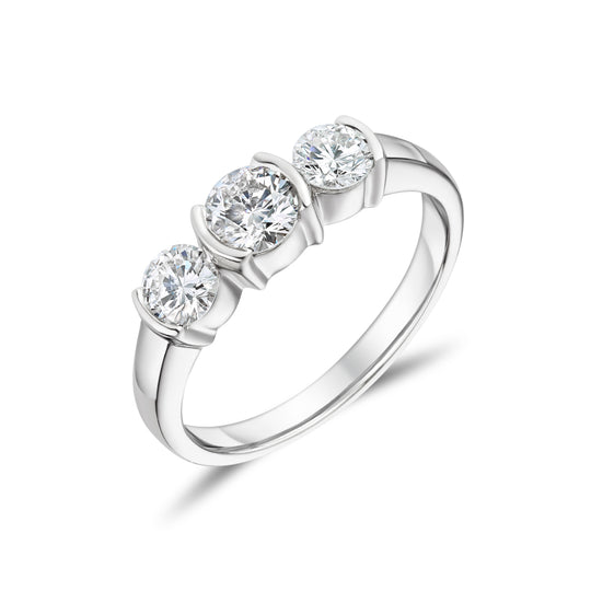 18ct White Gold Three Stone Round Brilliant Ring