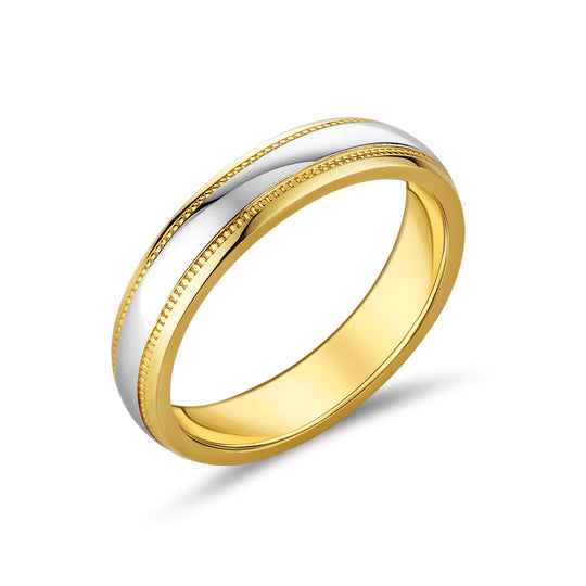 18ct Two Tone Ladies Comfort Fit Wedding Ring