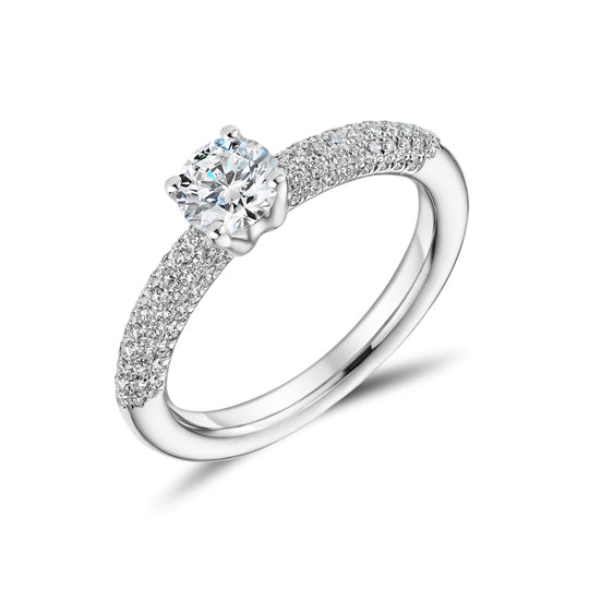 18ct White Gold Solitaire & Pavé Set Diamond Engagement Ring