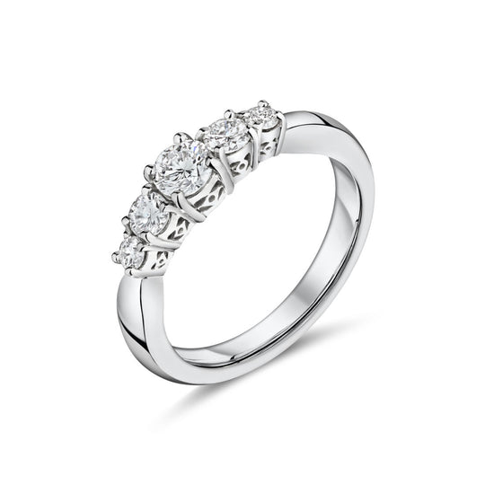 Platinum Five Stone Graduated Diamond Ring