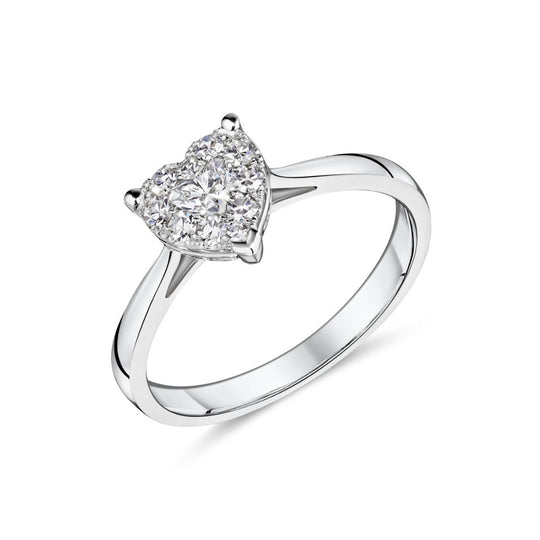 18ct White Gold Heart Shaped Diamond Ring