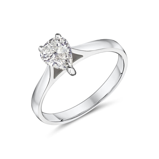 0.86ct White Gold Pear Diamond Engagement Ring