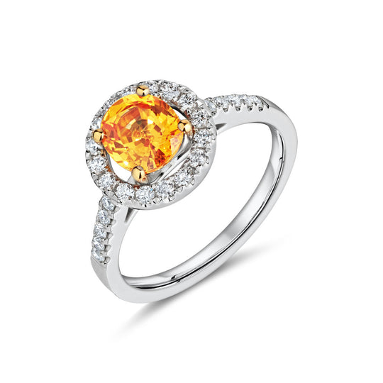 18ct White Gold Citrine & Diamond Ring