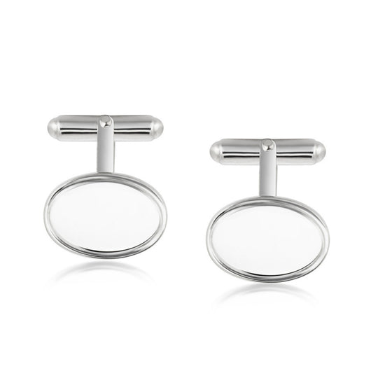 Sterling Silver Plain Oval Cufflinks