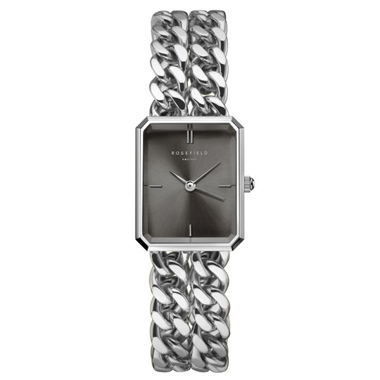 Rosefield Studio Double Chain Silver Watch