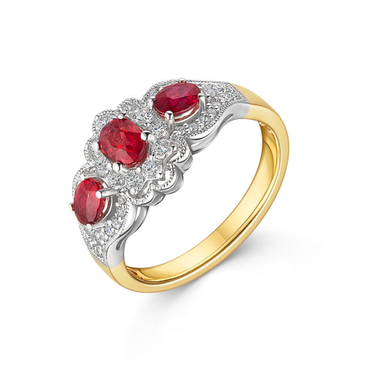 18ct Yellow Gold Ruby & Diamond Ring