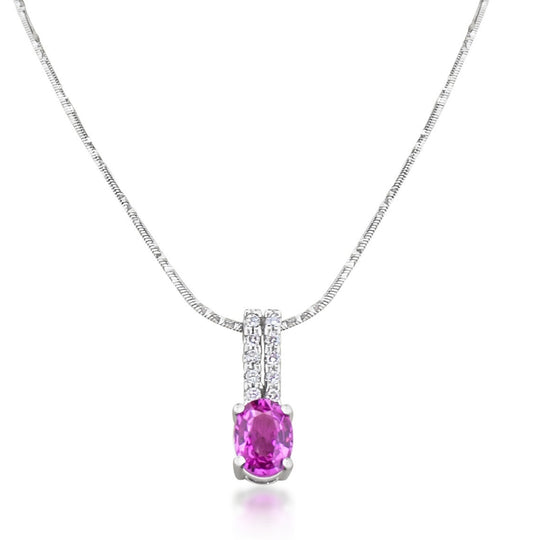 18ct White Gold Diamond & Oval Tourmaline Pendant