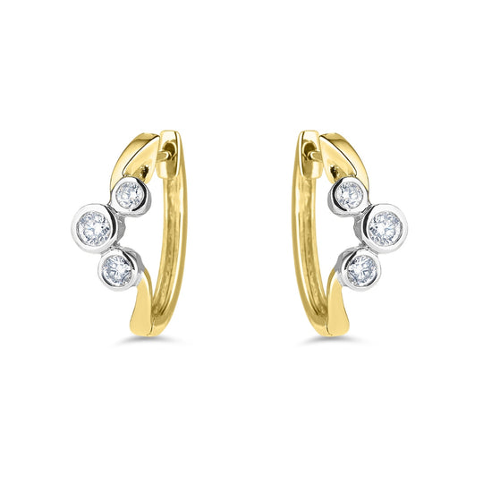 18ct Two Tone Diamond Hoop Earrings