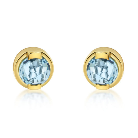 14ct Yellow Gold Blue Topaz Stud Earrings
